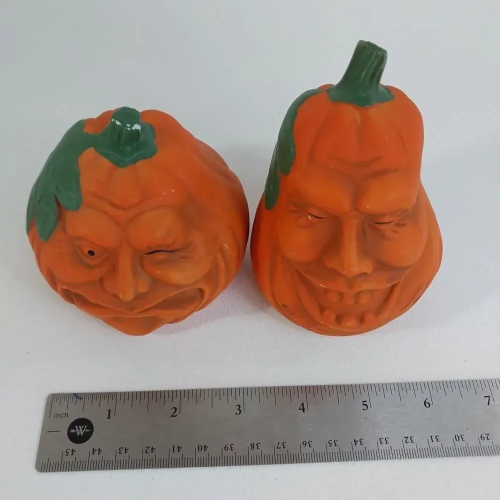 Vintage Anthropomorphic Scary Face Pumpkin‎ Ceramic Vintage Figurine